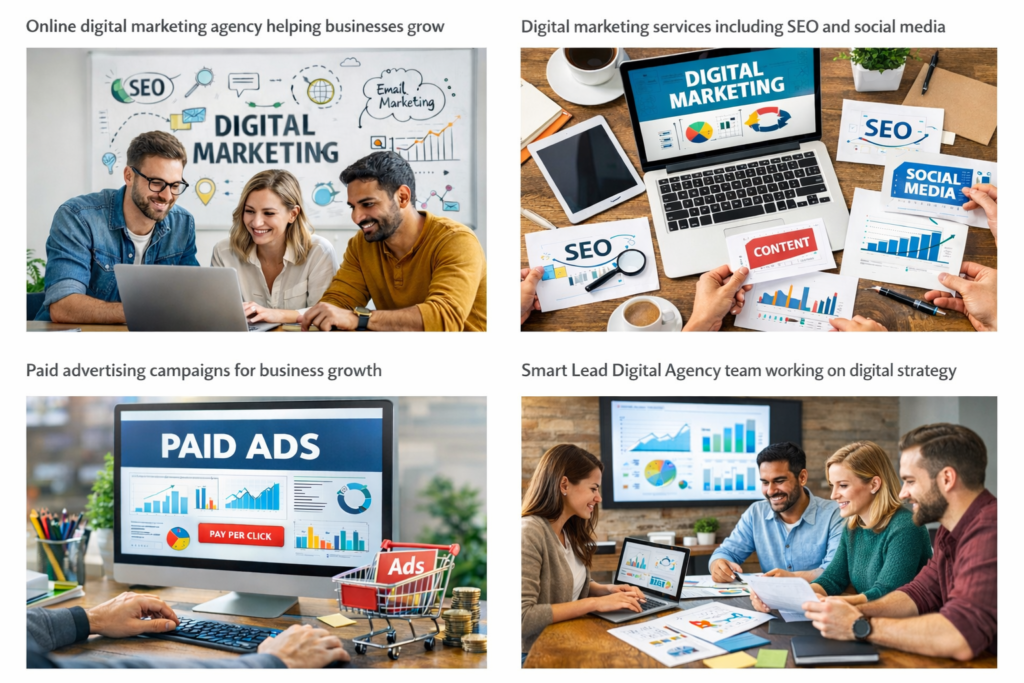 Online digital marketing agency team helping businesses grow through digital strategy