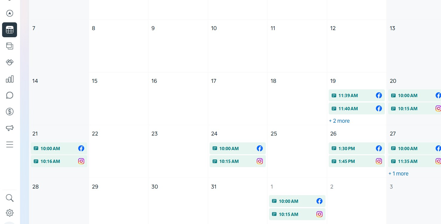 Nutri Blend Salads Social Media Content Calendar Screenshot