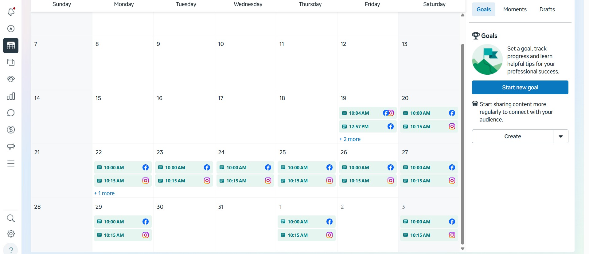 Soil Free Farms Content Calendar Screenshot